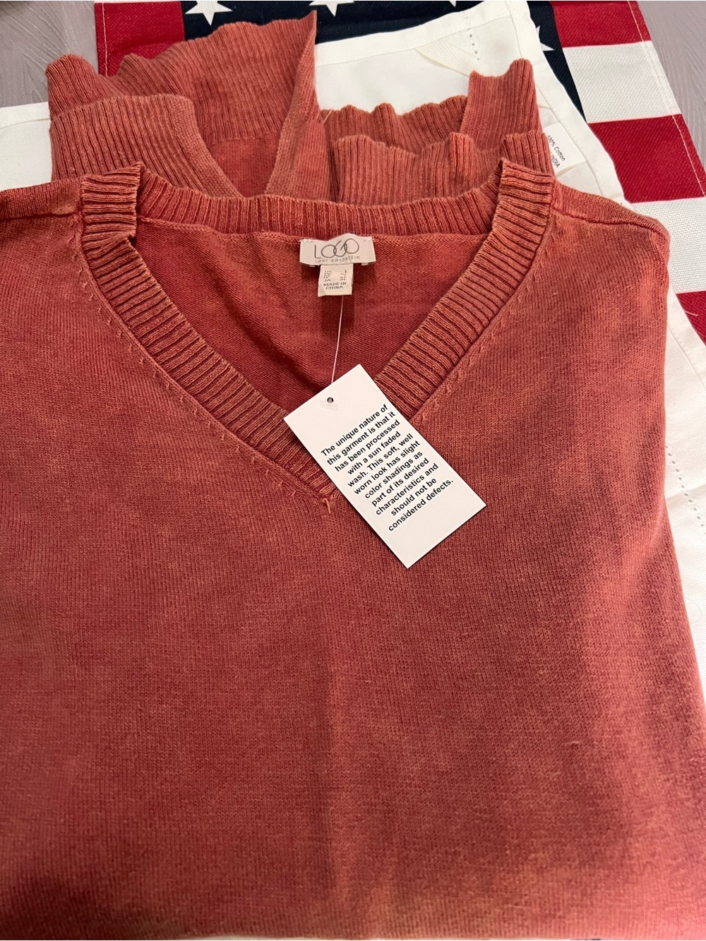 LOGO Lori Goldstein Hi Low Sweater Women’s L Dusty Rose 100% Cotton V Neck